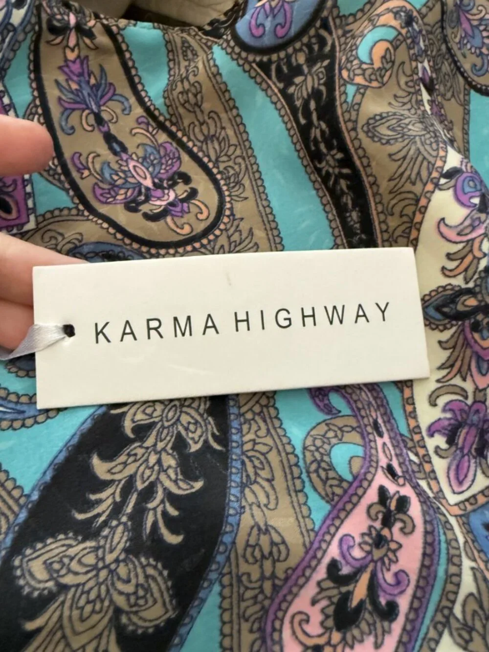 Karma Highway NWT Bohemian Paisley Tote Bag Rope Handles